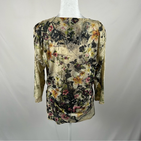 Christopher & Banks Tan Multicolor 3/4 Sleeve Blouse Size XL - Picture 2 of 6